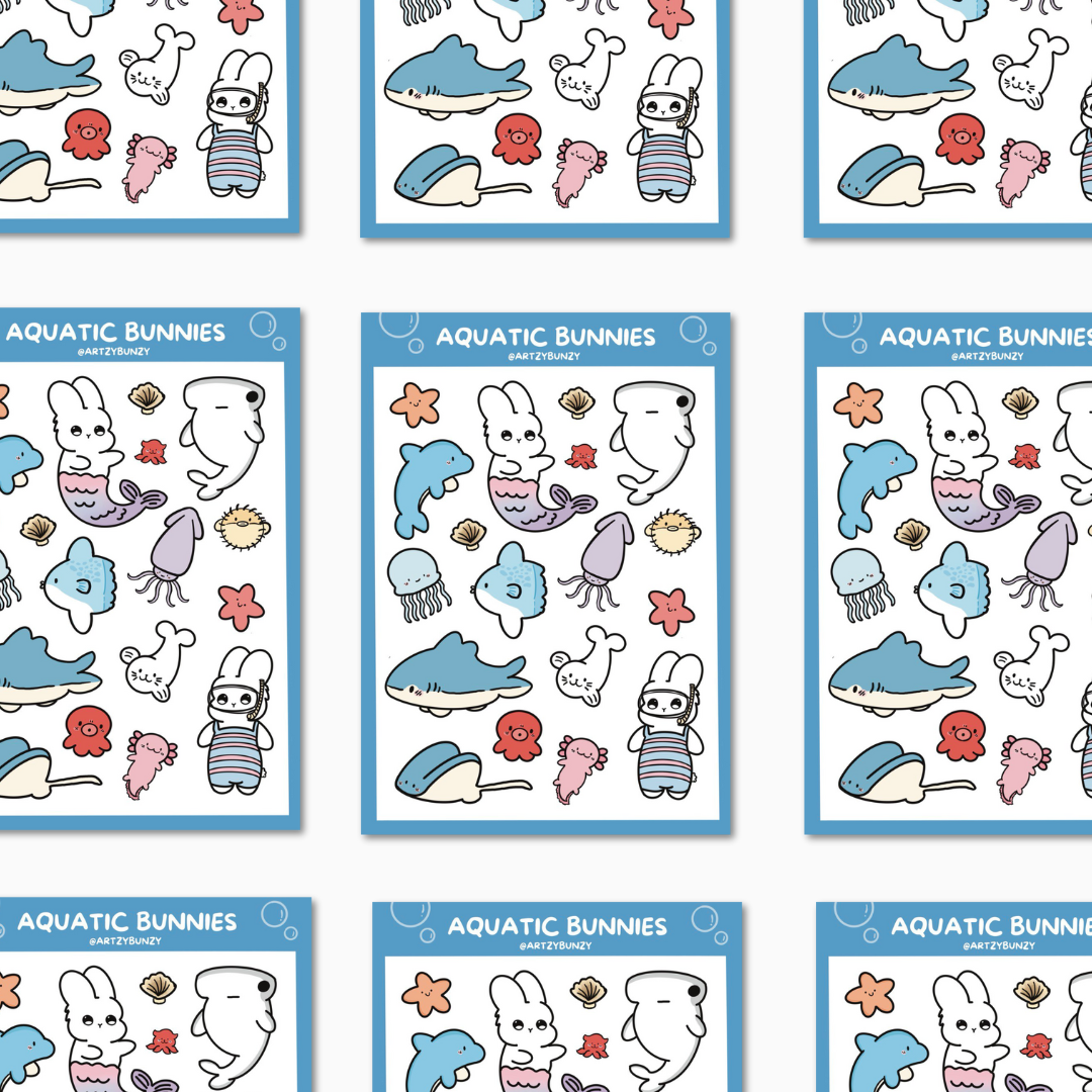 Sticker Sheet - Aquatic Bunni