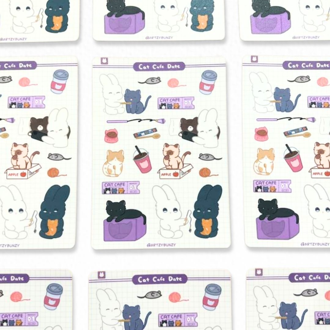 Sticker Sheet - Cat Cafe Date