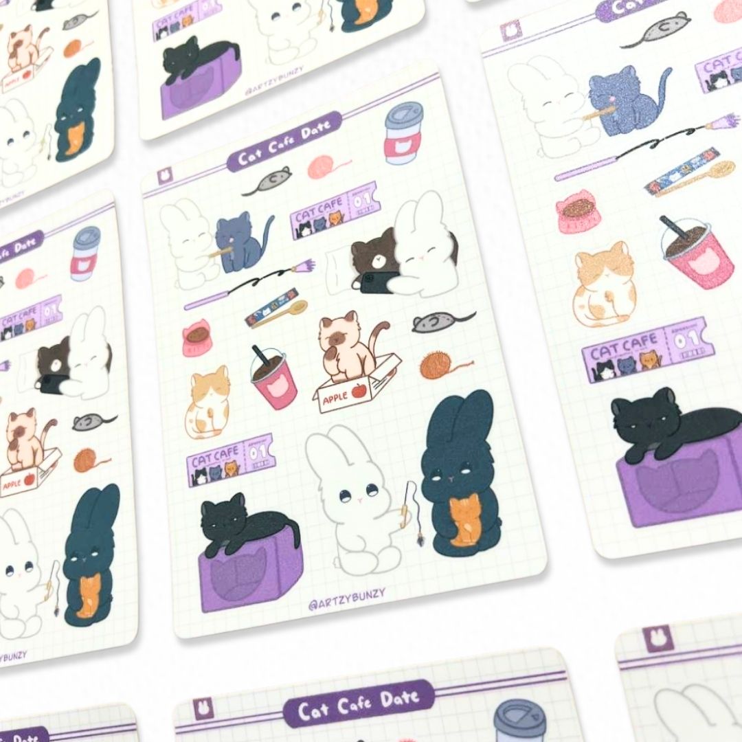 Sticker Sheet - Cat Cafe Date