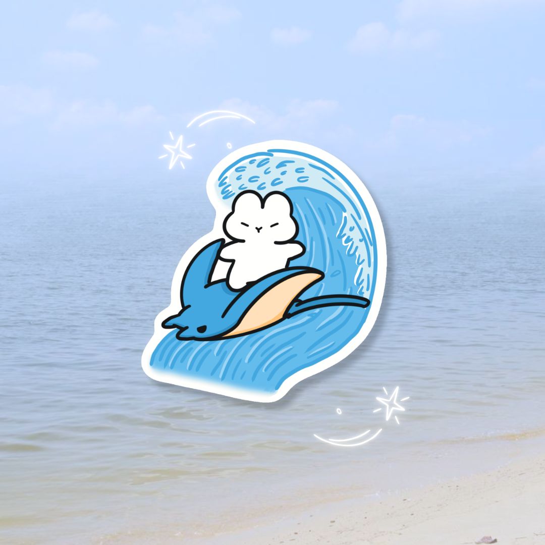 Manta Ray Surfs | Ocean Collection | Sticker