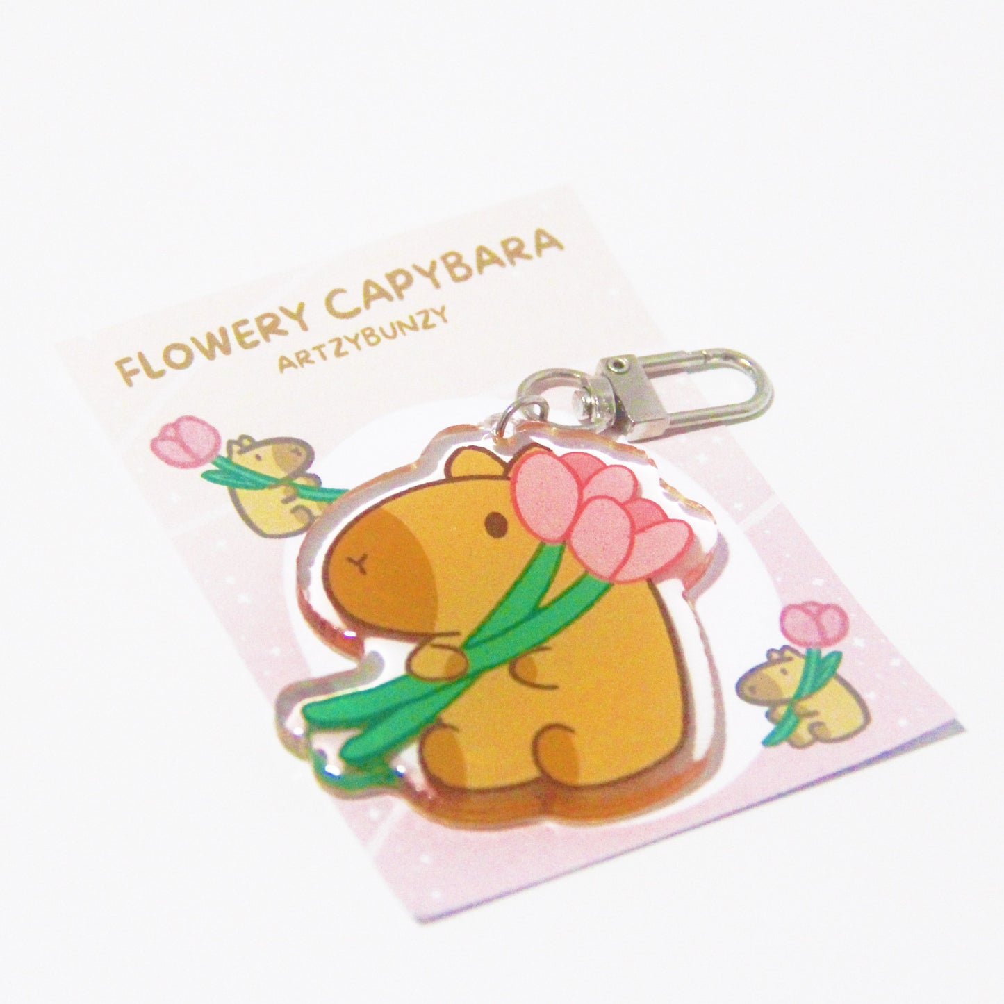Flowery Capybara | Acrylic Epoxy Keychain