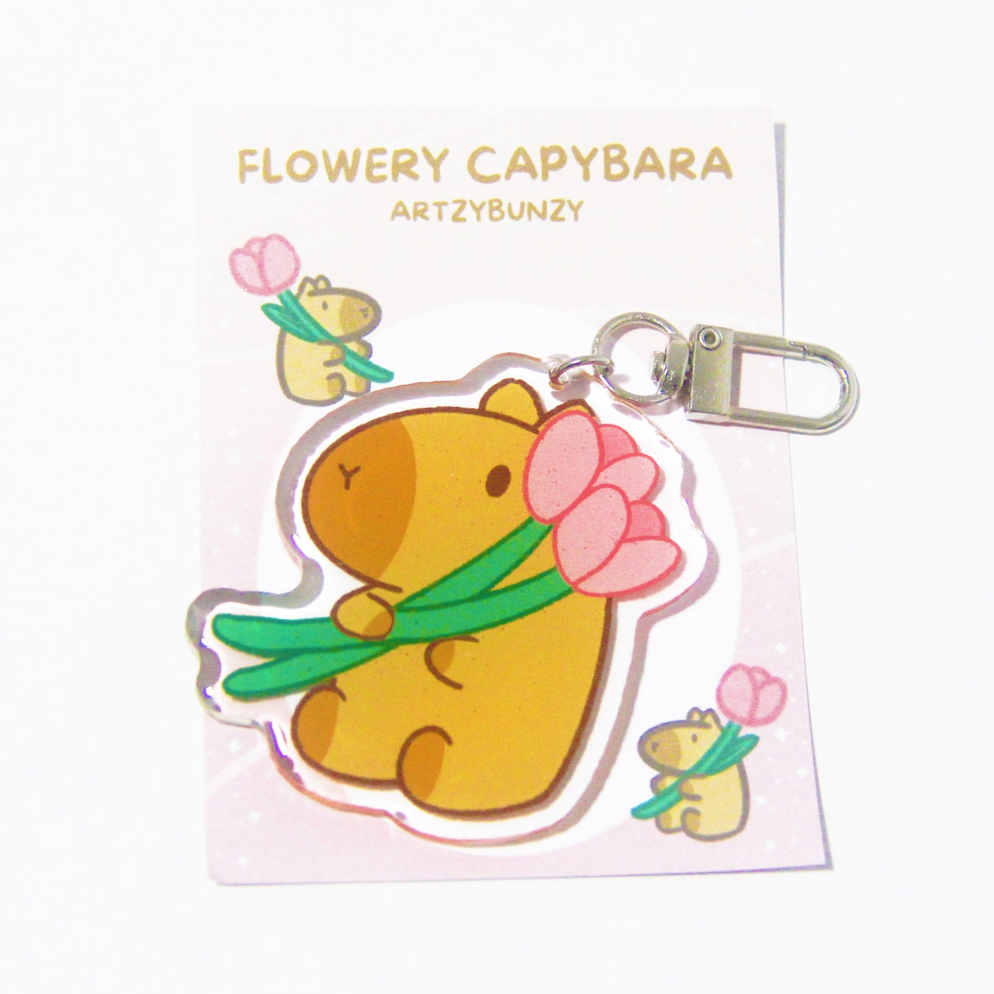 Flowery Capybara | Acrylic Epoxy Keychain